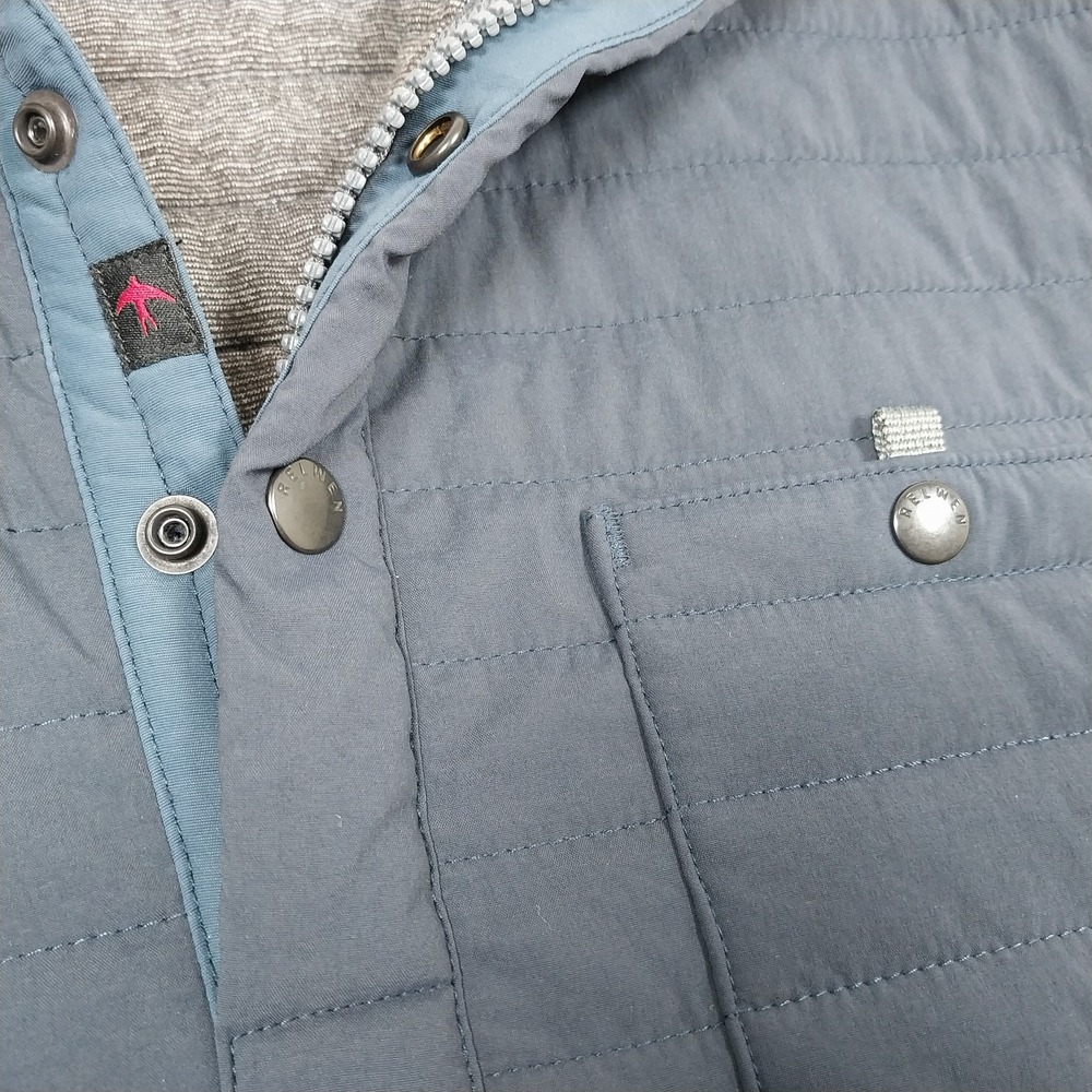 Relwen Windzip Mens Medium Blue Popover Insulated Jacket Snap Quilted Pullover - Picture 6 of 13
